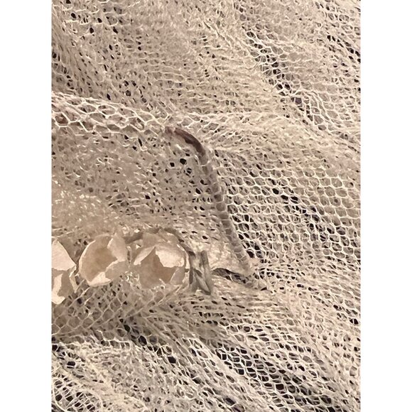 Antique Ivory Bridal Veil Silk Lily Of The Valley Head Dress 37x61 Wedding - Picture 7 of 7